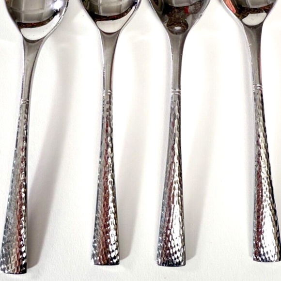 (4) Reed & Barton Hammered Stainless Steel Teaspoons – Good/Fair Condition 🍽✨ - Picture 2 of 7